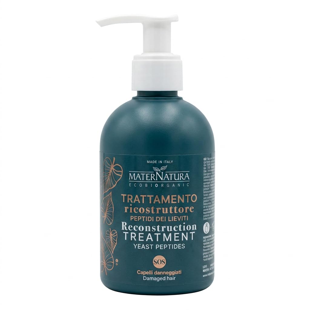 Maternatura EcoBiorganic Reconstruction Treatment with Yeast Peptides for Damaged Hair, Pre-Shampoo Mask. 8.45 Oz