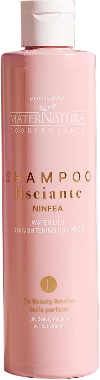 Maternatura, Smoothing Shampoo for Straight Hair with Water Lily, Anti-Frizz Effect and Long-Lasting Straight Hair, Organic Beauty Routine for Perfect Smoothness, 8.45 Fl.oz