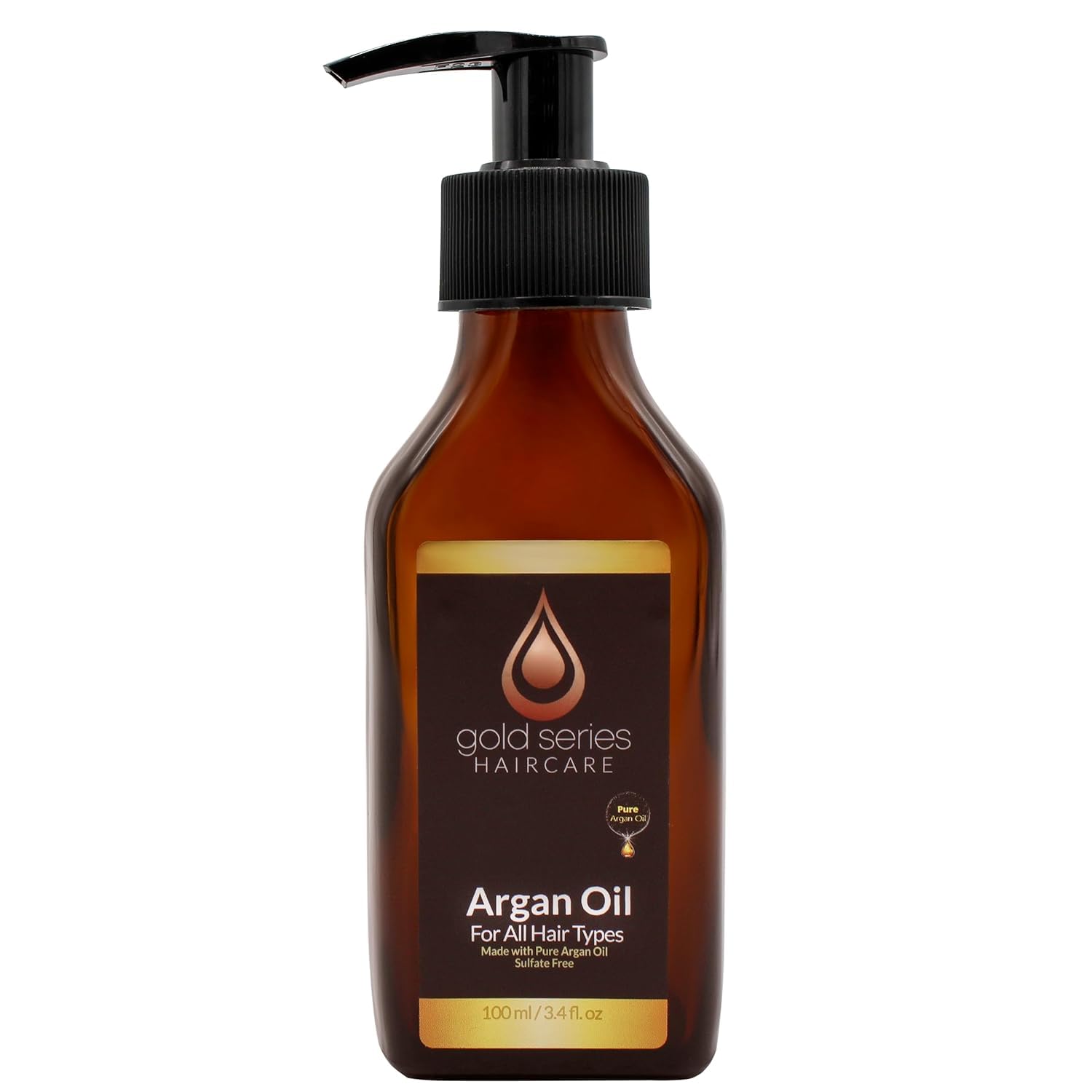 Gold Series Argan Oil – Made with Organic Pure Argan Oil of Morocco Enriched with Keratin, 3.4 Fl.oz