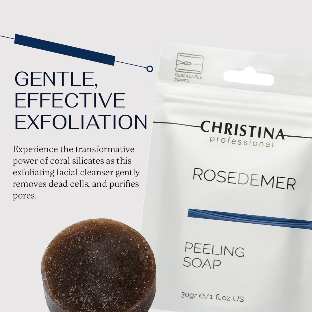 CHRISTINA- Rose de Mer Peeling Soap - AHA Exfoliating Face Wash - 1 Oz/ 30g