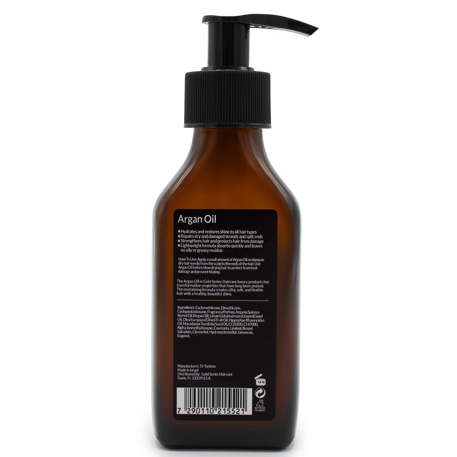 Gold Series Argan Oil – Made with Organic Pure Argan Oil of Morocco Enriched with Keratin, 3.4 Fl.oz