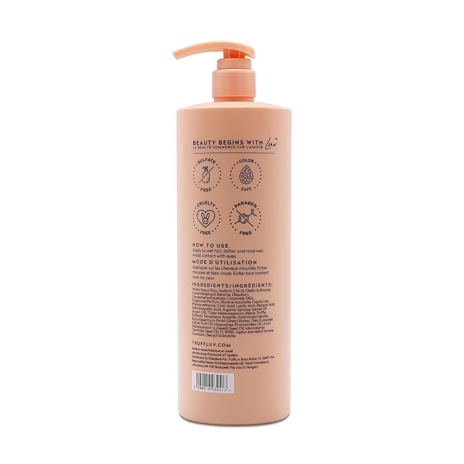 TruffLuv Argan Shampoo with Black Truffle Extract, 33.8 Fl.Oz
