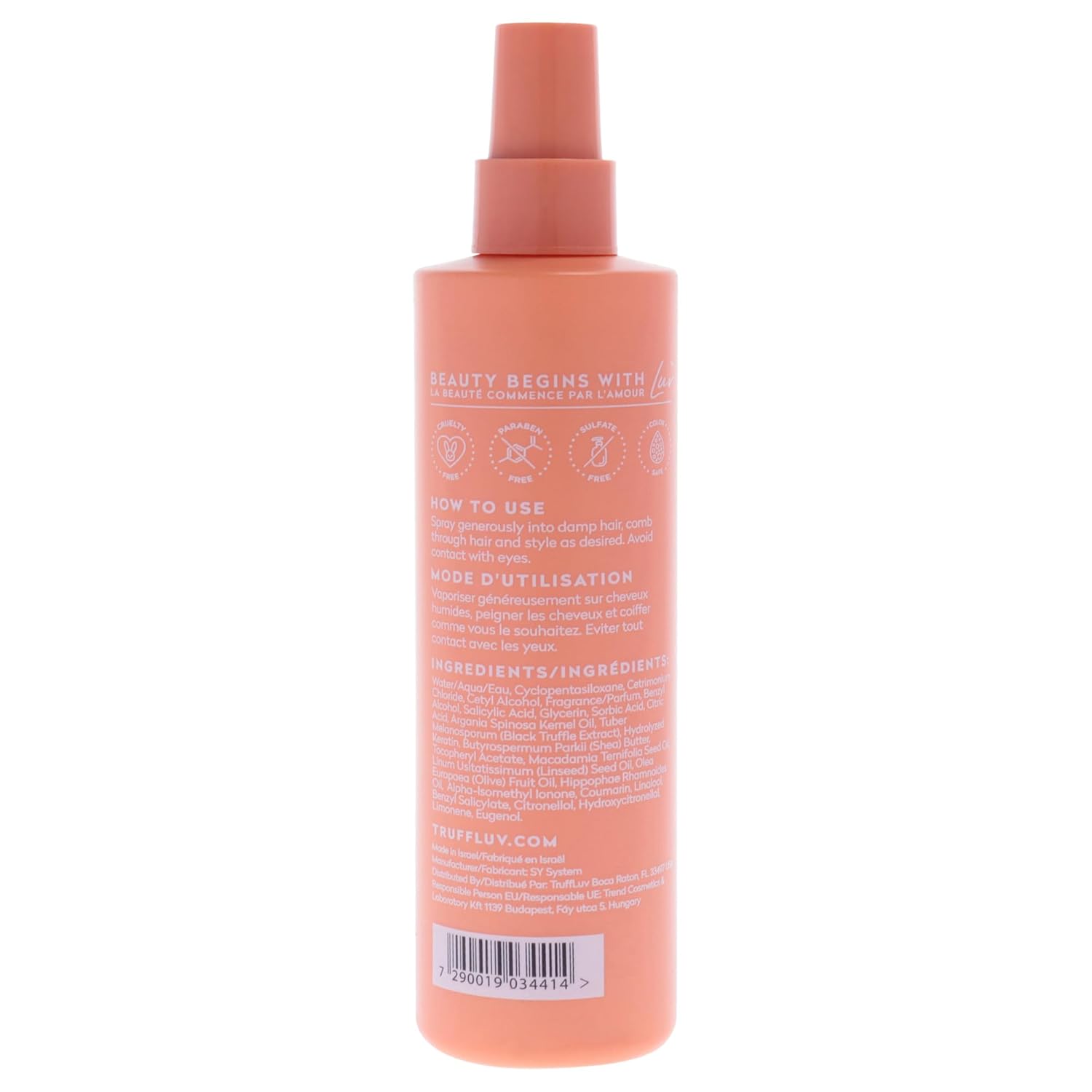 TruffLuv Argan Leave-In Hair Mask with Black Truffle Extract, 8.45 Fl.Oz