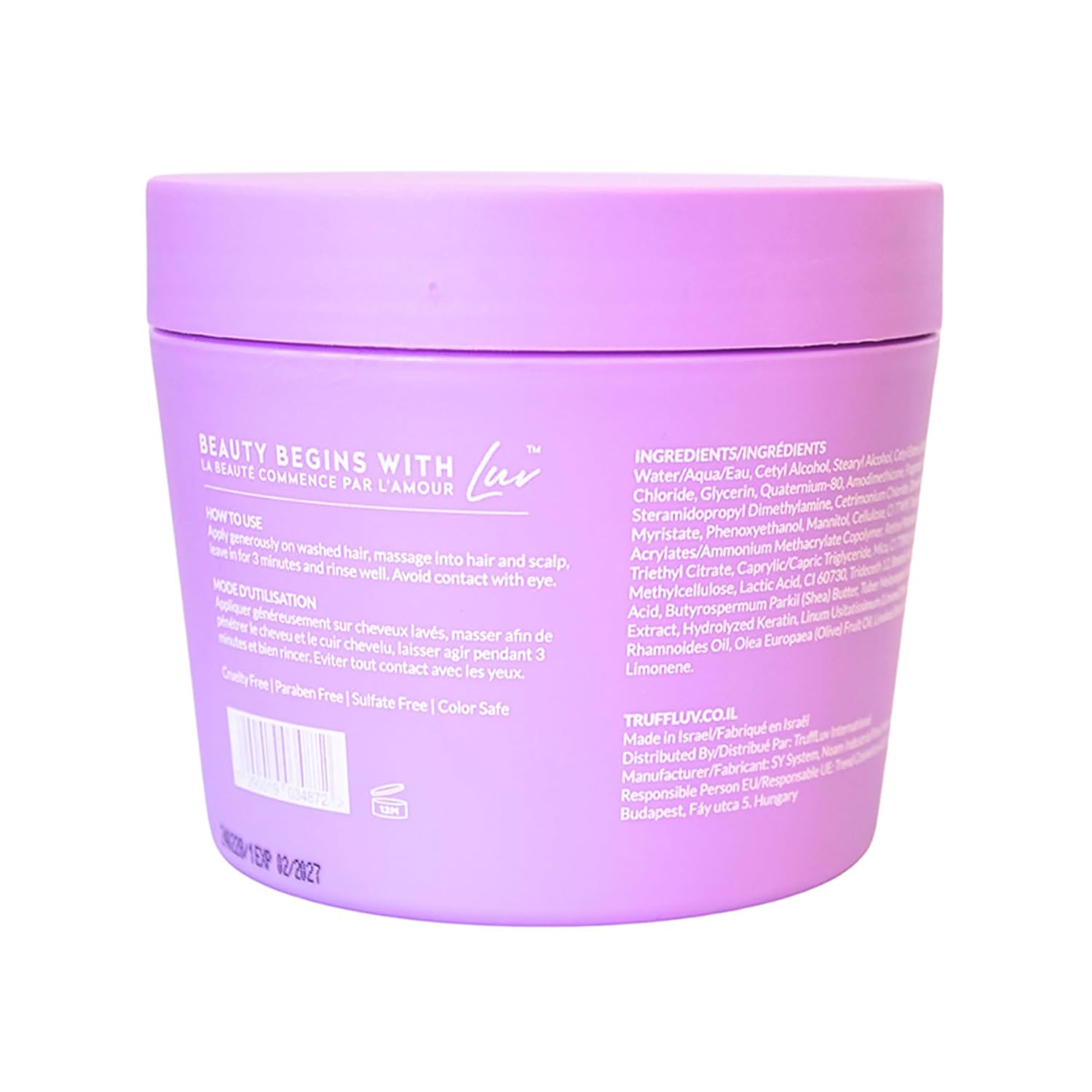 TruffLuv Purple Truffle Hair Mask with Black Truffle Extract, 16.9 Oz