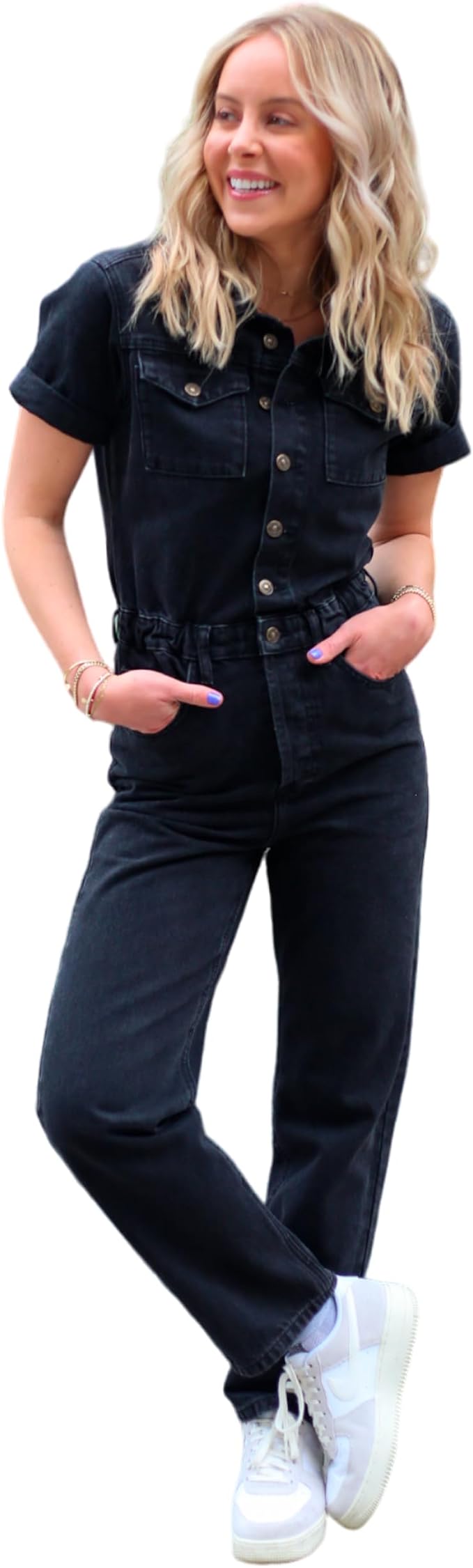 Generic Chef Bae Black Denim Jumpsuit - Small