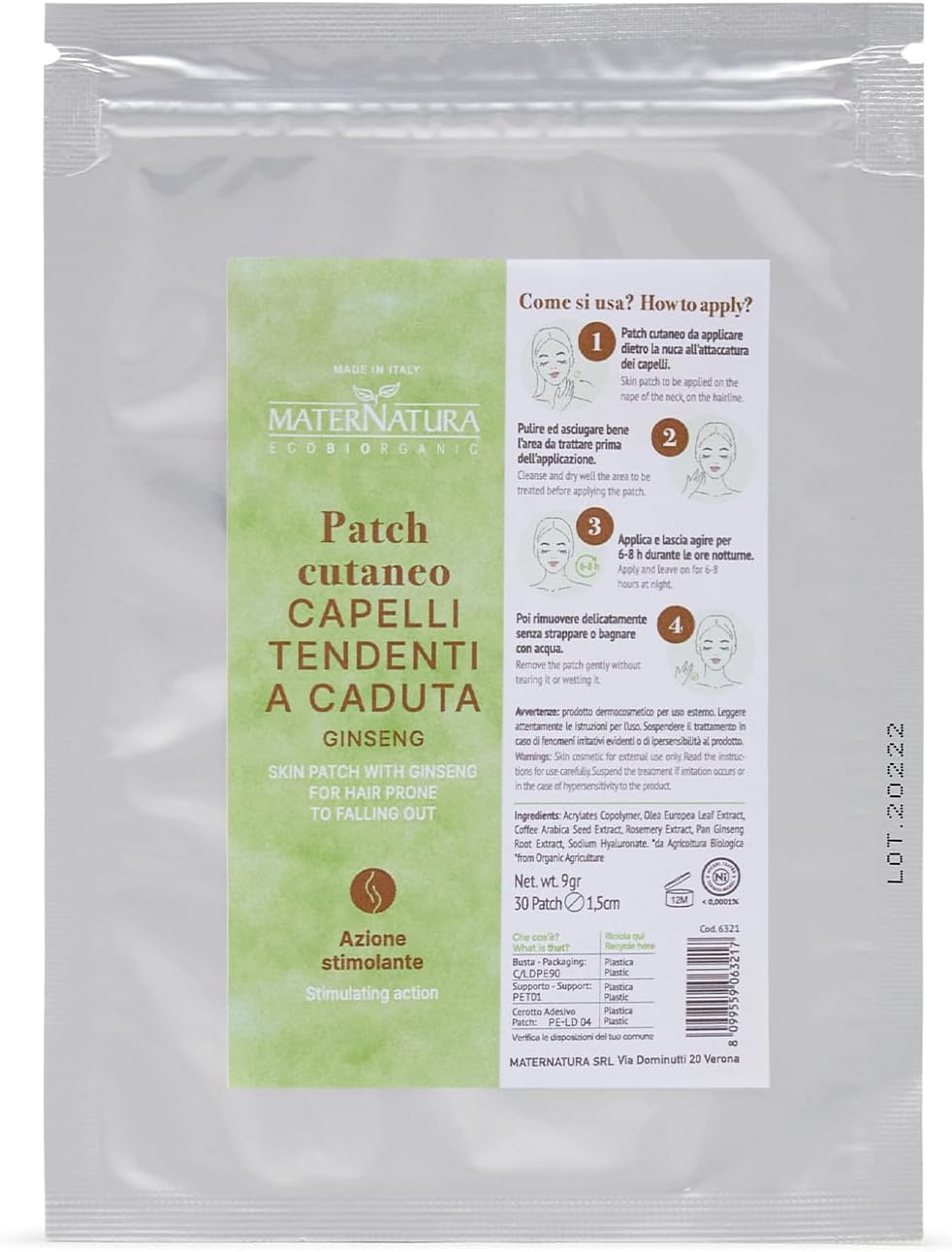 Maternatura, Ginseng Hair Skin Patch, 12 Patches, Stimulating Night Treatment, Hair, Strengthens and Nourishes the Root,