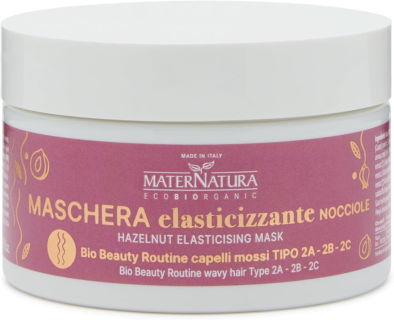 Maternatura, Elastic Wavy Hair Mask with Hazelnuts, Anti Frizz and Detangling Effect, Bio Beauty Routine Wavy Hair, Made in Italy, 6.76 Oz