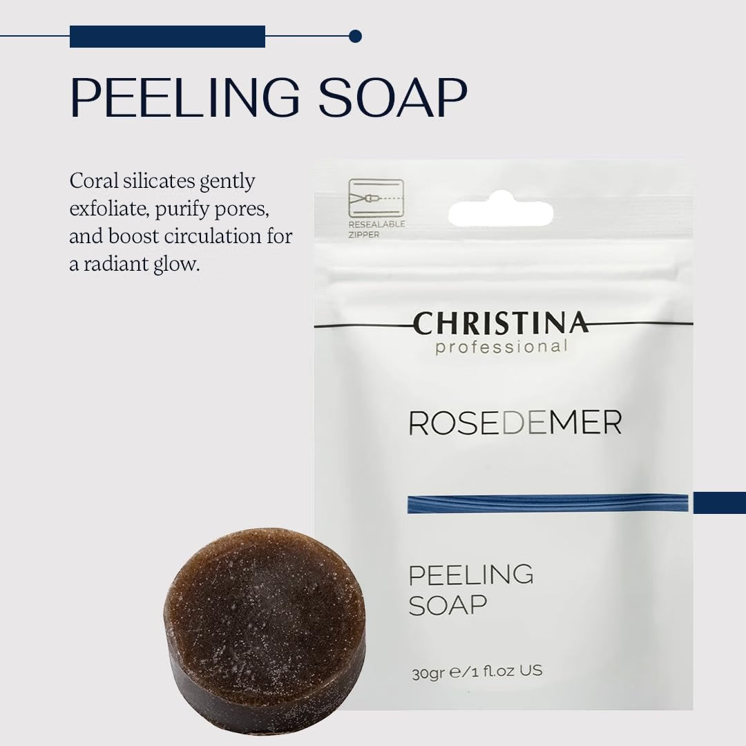 CHRISTINA- Rose de Mer Peeling Soap - AHA Exfoliating Face Wash - 1 Oz/ 30g