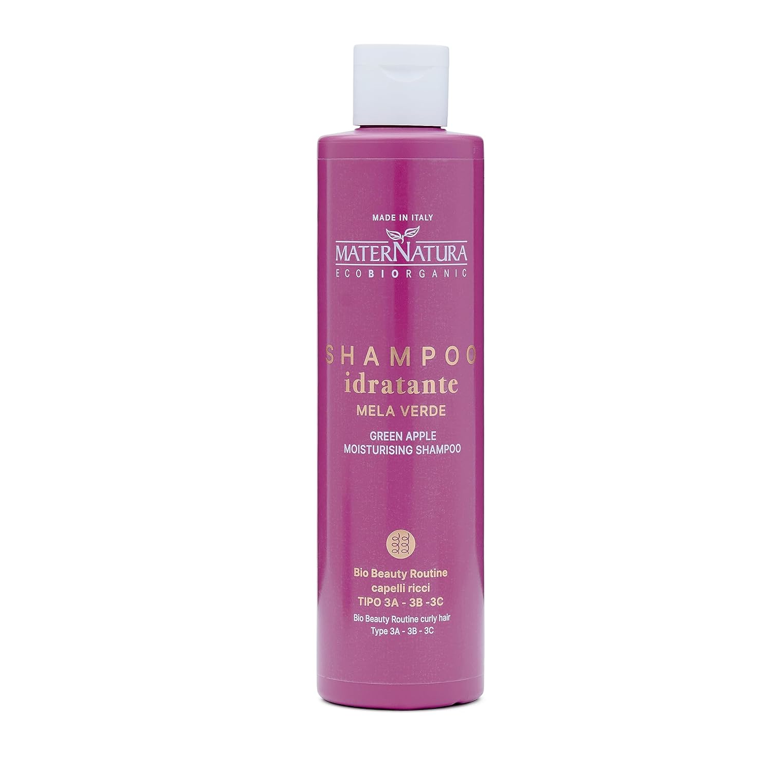 Maternatura Moisturising Shampoo for Curly Hair with Green Apple, Curl Definition, Anti-Frizz Effect, Organic Beauty Routine for Curly Hair, 8.45 Fl. Oz