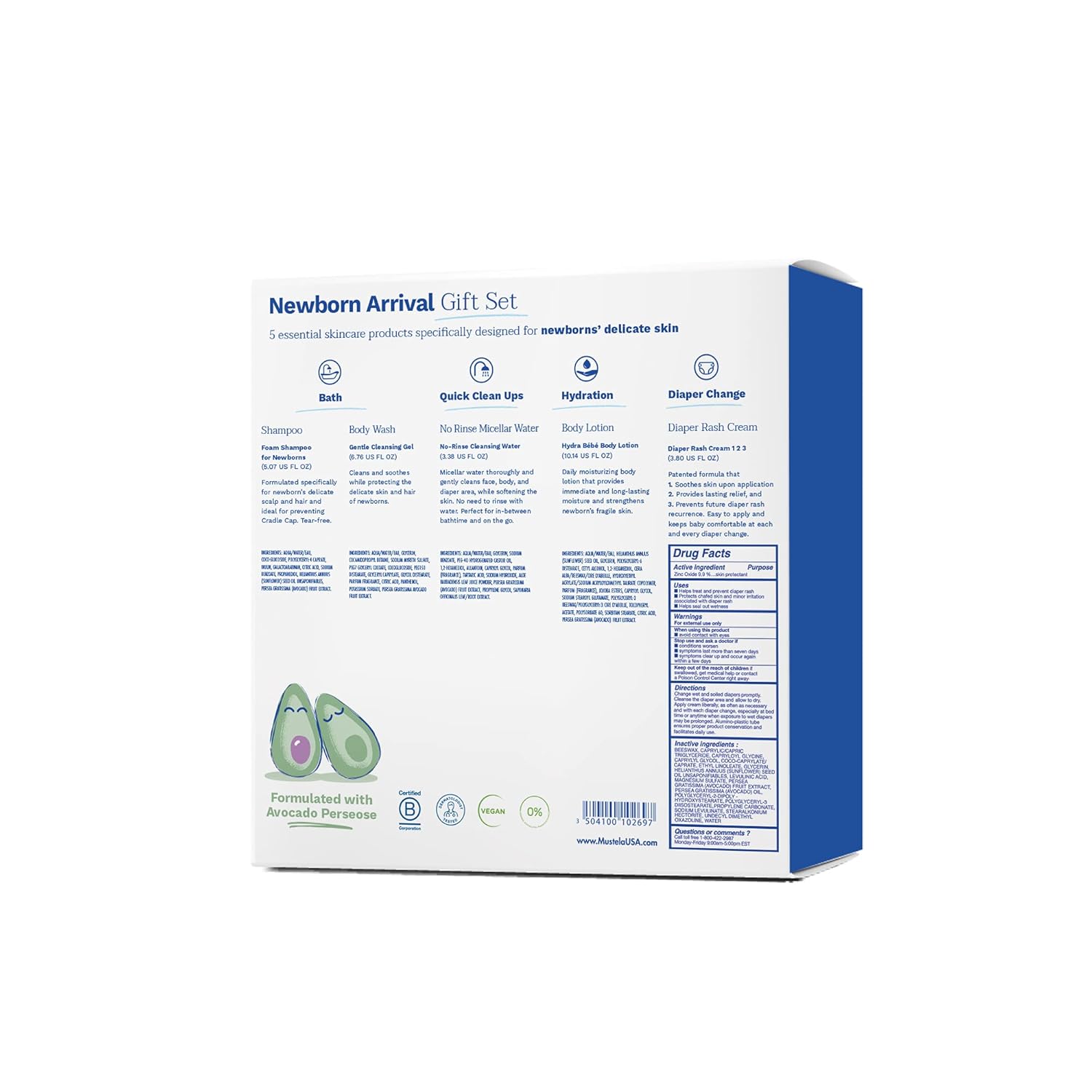 Mustela Newborn Arrival Gift Set - Baby Skincare & Bath Time Essential- 5 Items Set