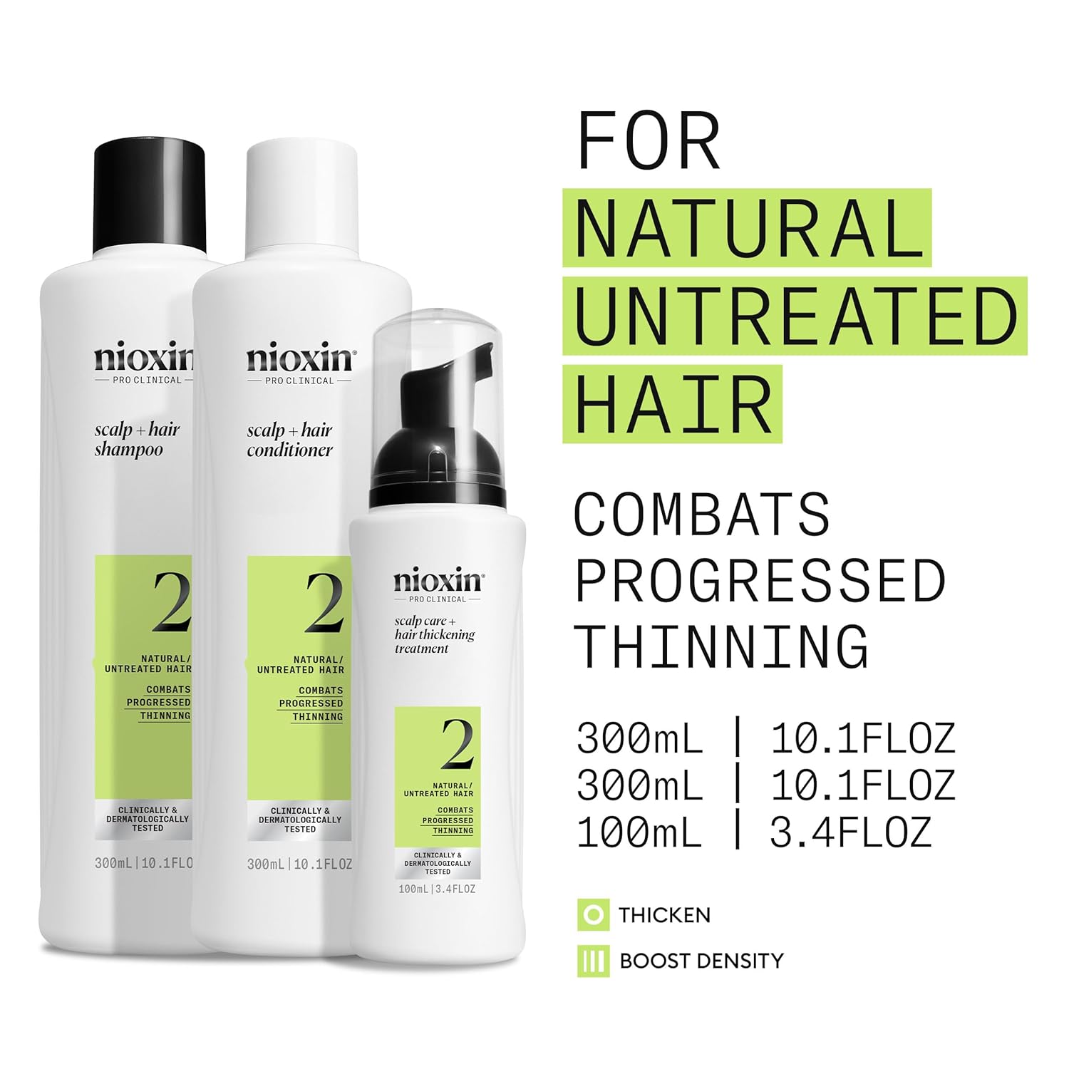Nioxin System 2 Hair Thickening Kit for Natural Hair with Light Thinning(For Natural Hair with Progressed Thinning)