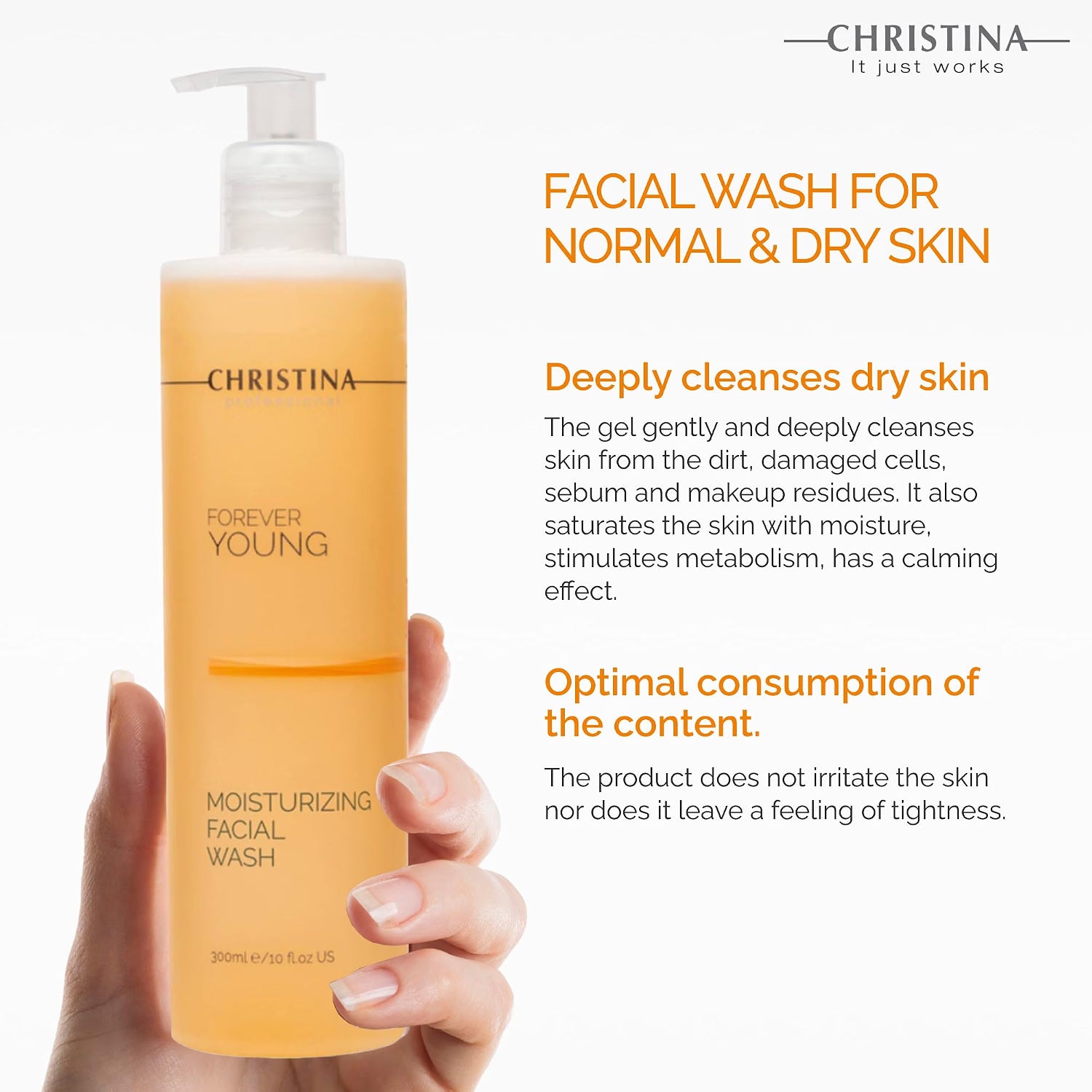 CHRISTINA- Forever Young Moisturizing Face Wash - 10.14 Fl. Oz/ 300ml