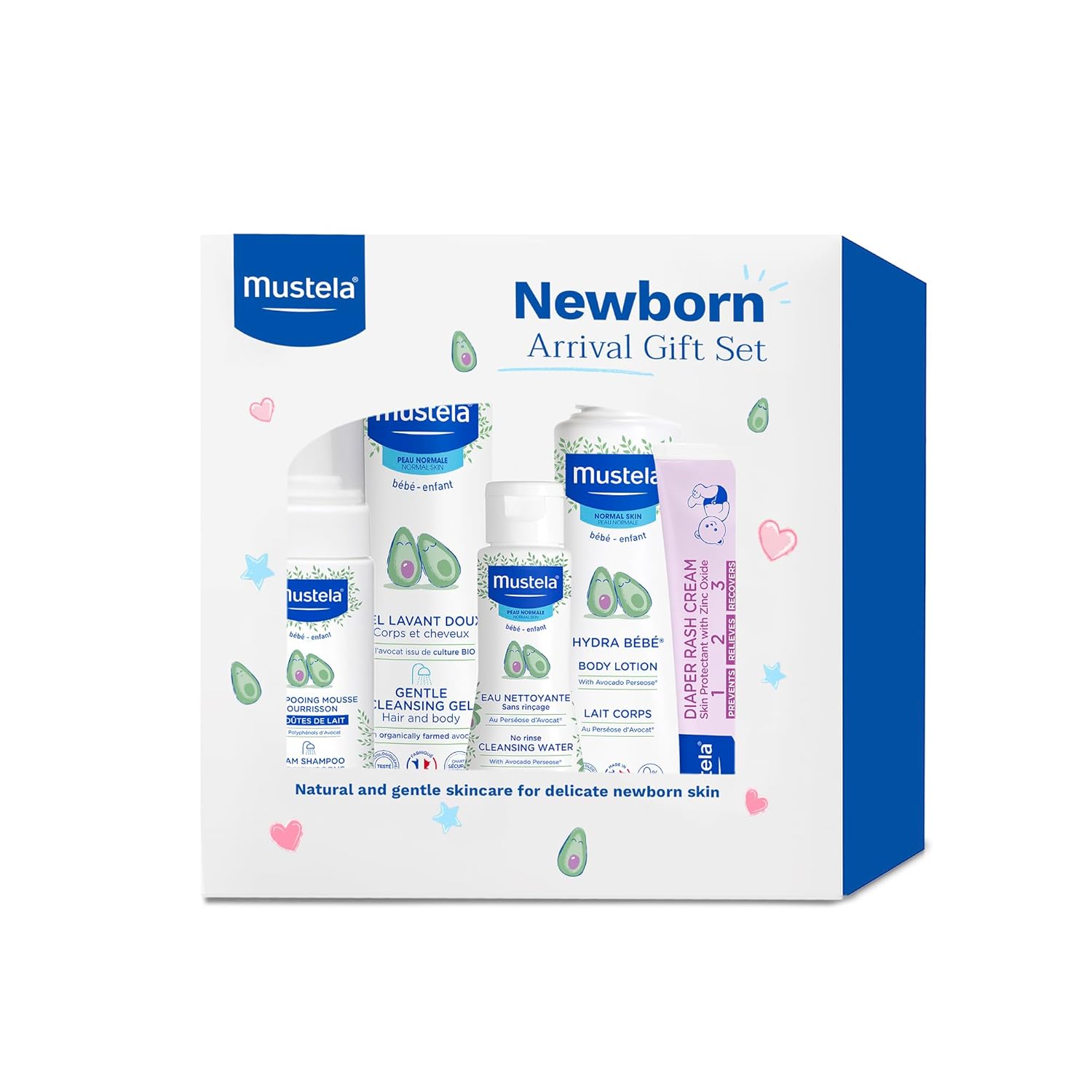 Mustela Newborn Arrival Gift Set - Baby Skincare & Bath Time Essential- 5 Items Set