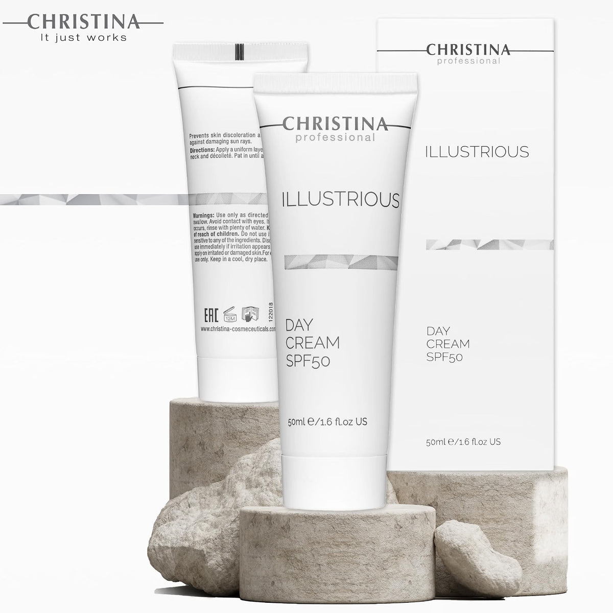 CHRISTINA- Illustrious - Day Moisturizer with SPF 50 – Sunscreen Cream for Face with Advanced Hydration, 1.7 Fl. Oz/ 50ml