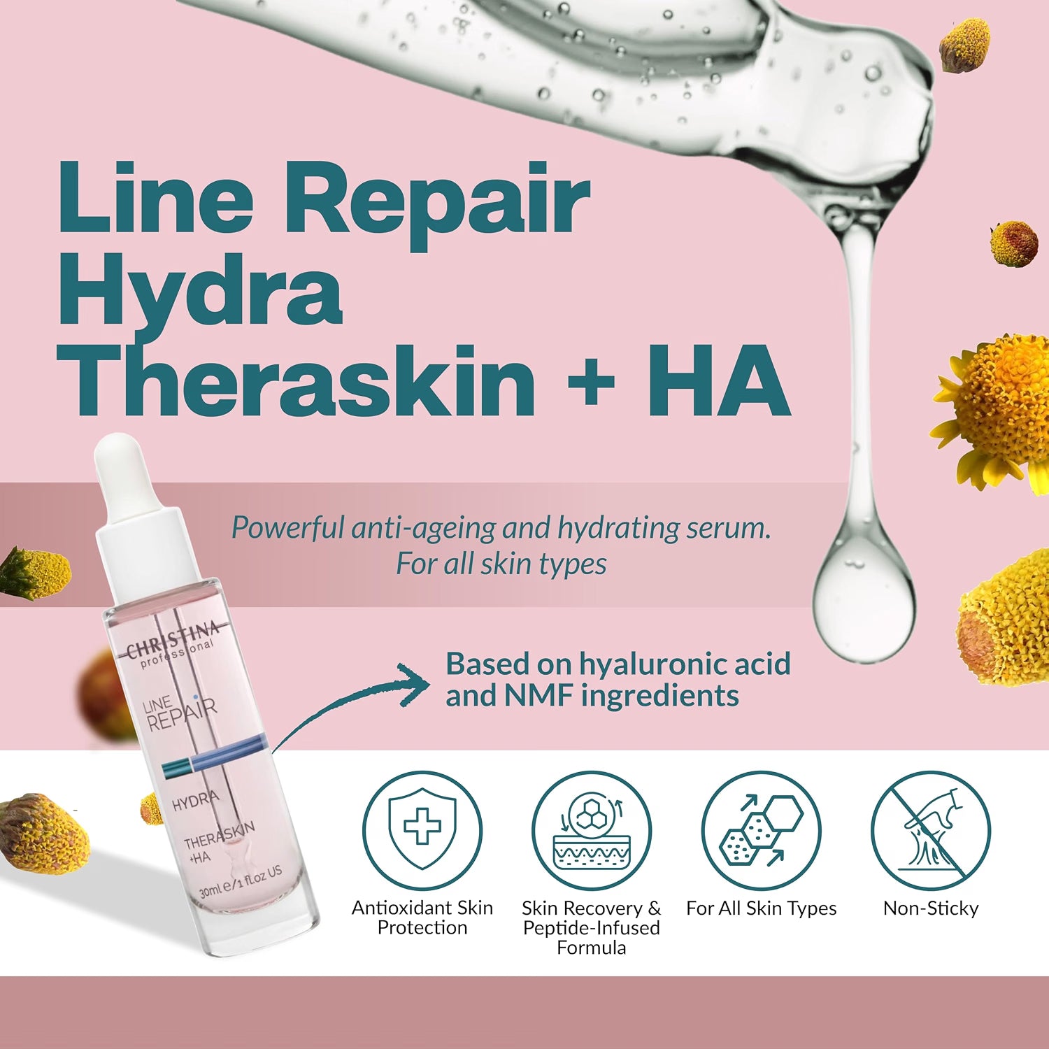 CHRISTINA- Line Repair Hydra Theraskin +HA Face Serum - 30 ml/ 1 Fl. Oz