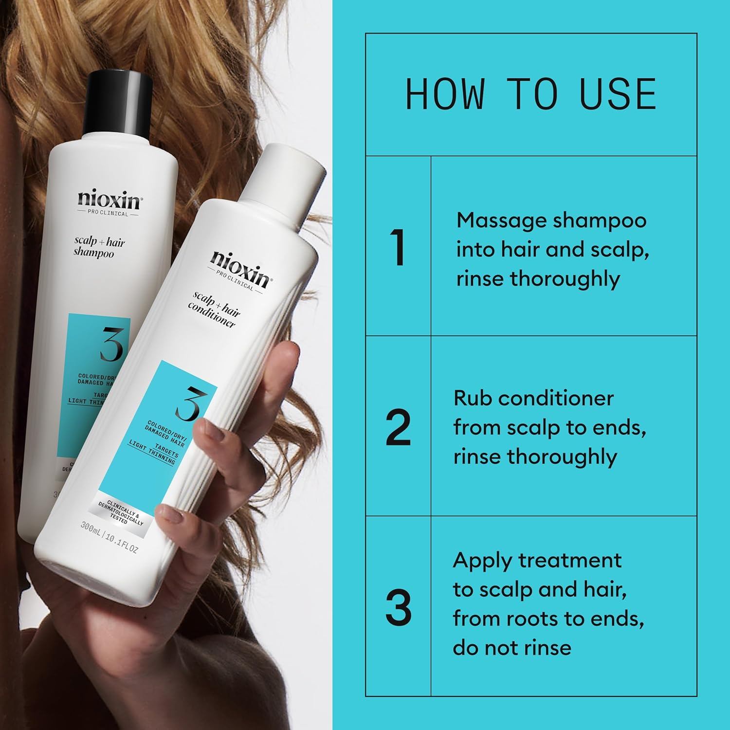 Nioxin System 3 Hair Thickening Kit for Natural Hair with Light Thinning (For Color Treated Hair With Light Thinning)