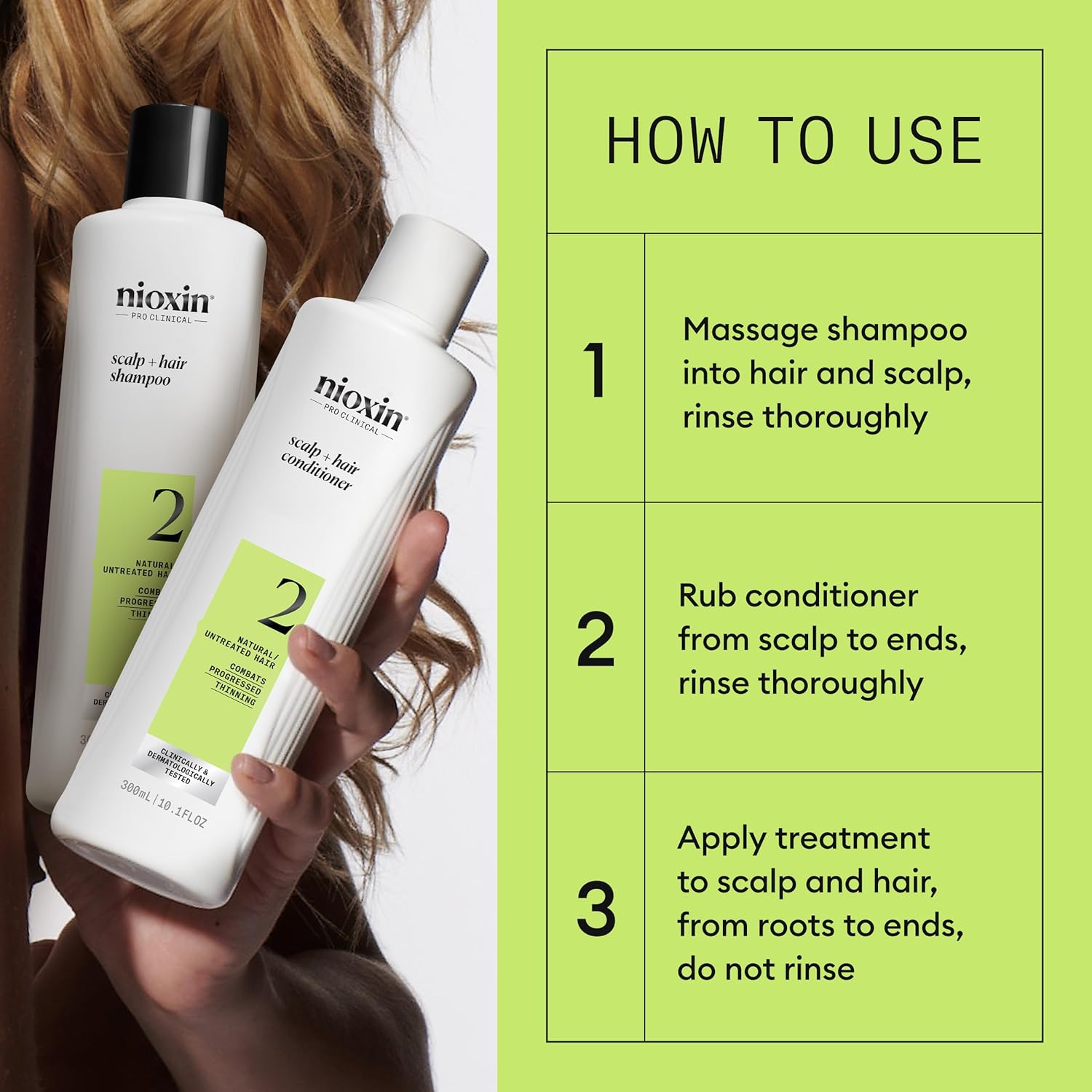 Nioxin System 2 Hair Thickening Kit for Natural Hair with Light Thinning(For Natural Hair with Progressed Thinning)