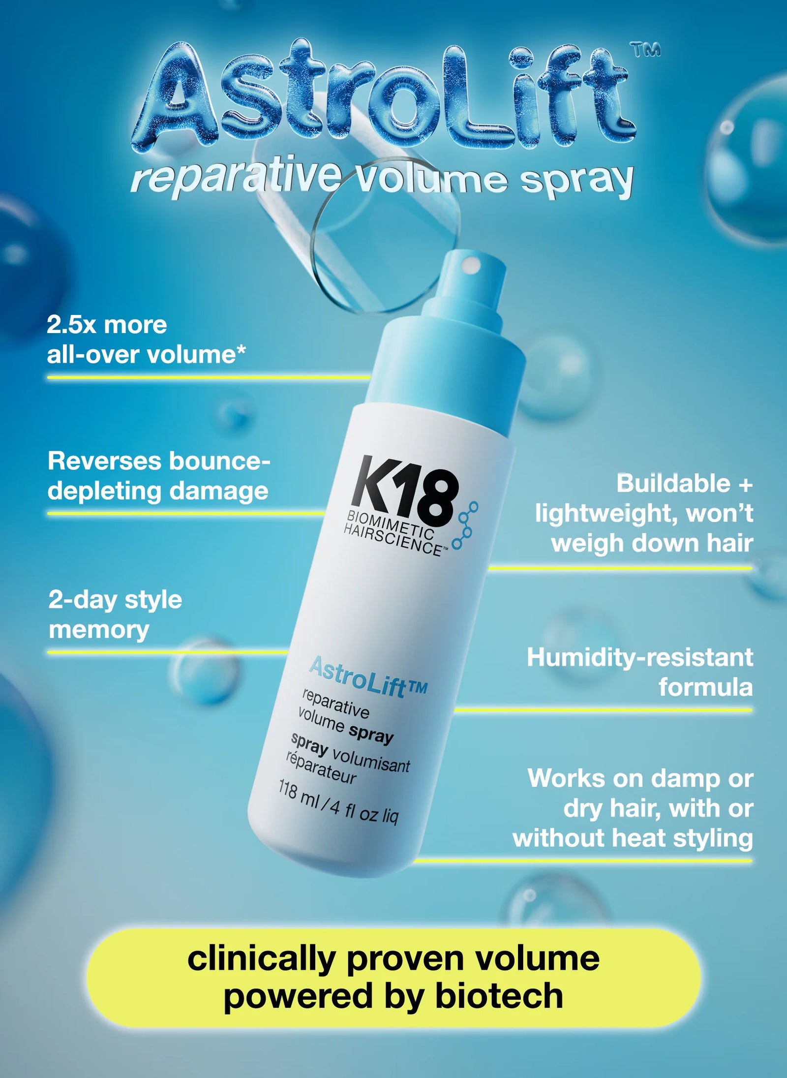 K18 AstroLift Reparative Volume Spray, 4 Fl. Oz