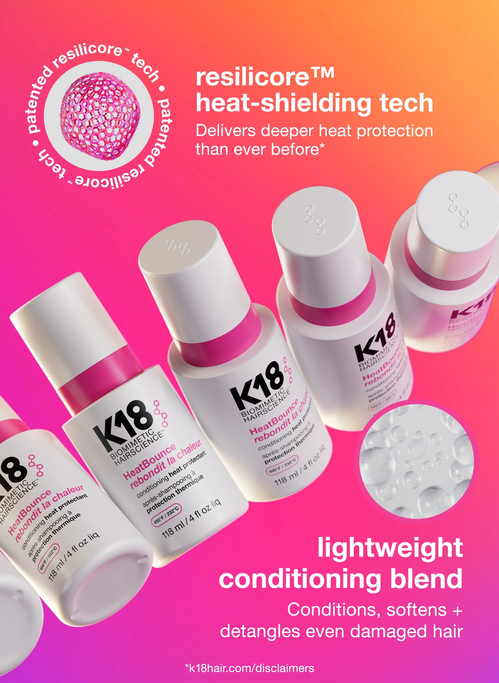 K18 HeatBounce Conditioning Heat Protectant, 4 Fl. Oz