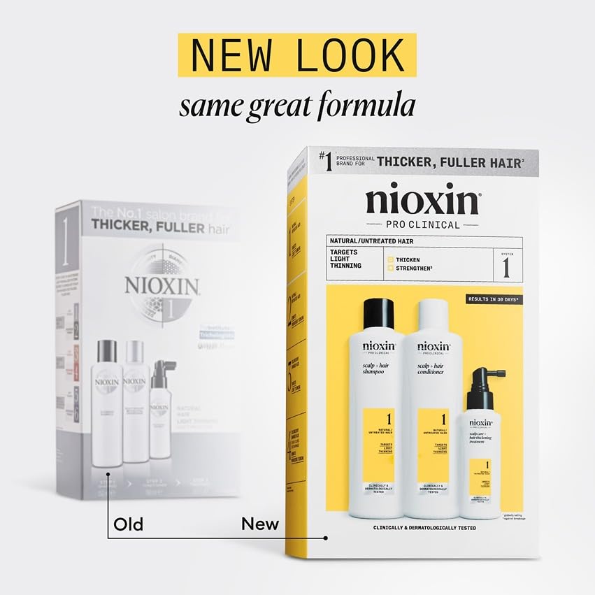 Nioxin System 1 Hair Thickening Kit for Natural Hair with Light Thinning