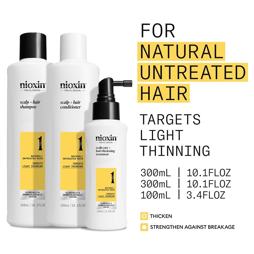 Nioxin System 1 Hair Thickening Kit for Natural Hair with Light Thinning